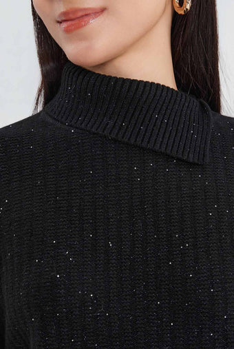 ASOBIO 100% Wool Sequin Sweater