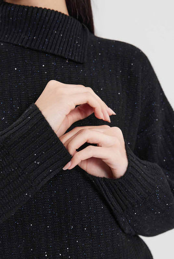 ASOBIO 100% Wool Sequin Sweater