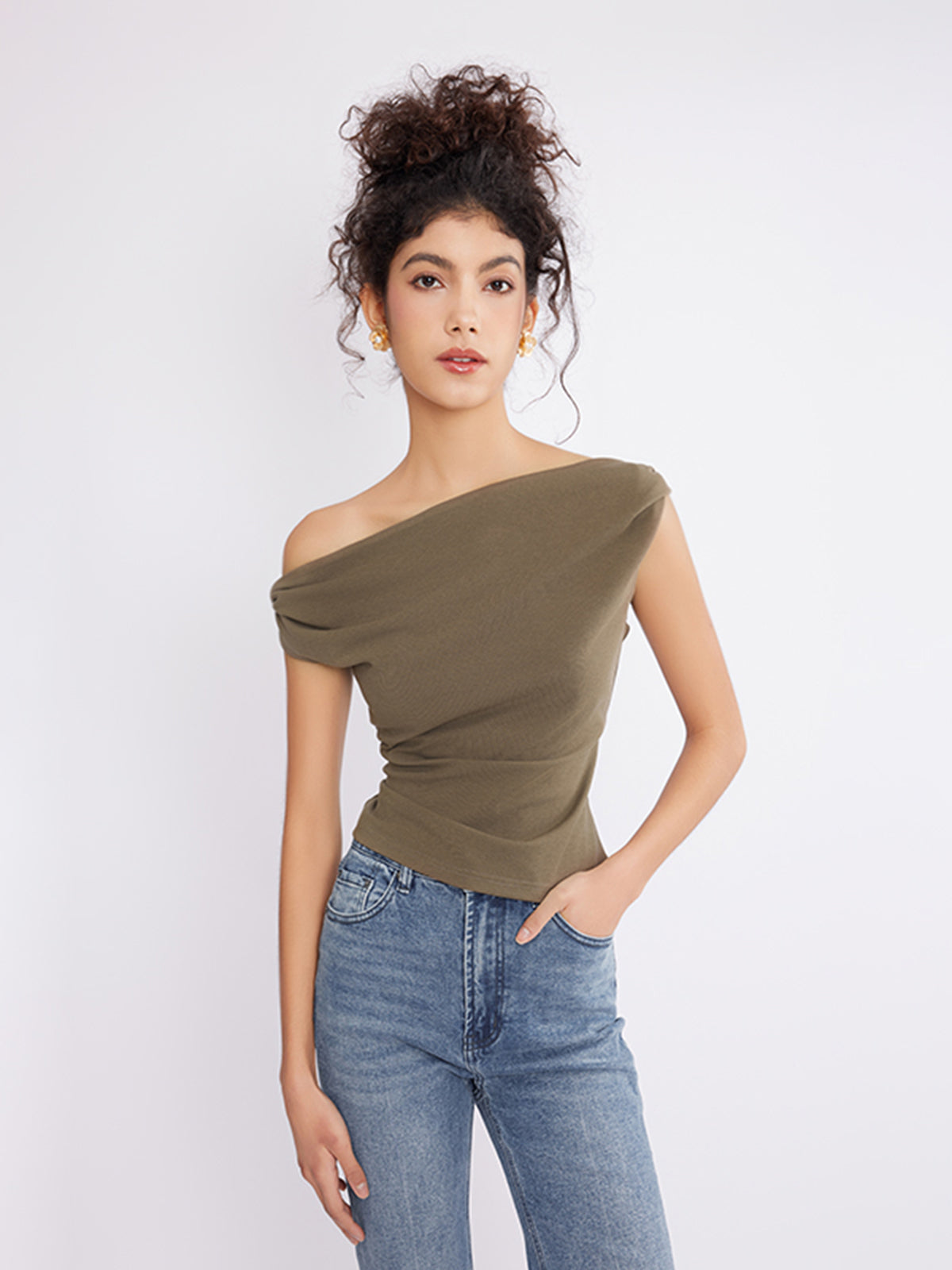 ASOBIO Off-the-Shoulder Knit Top