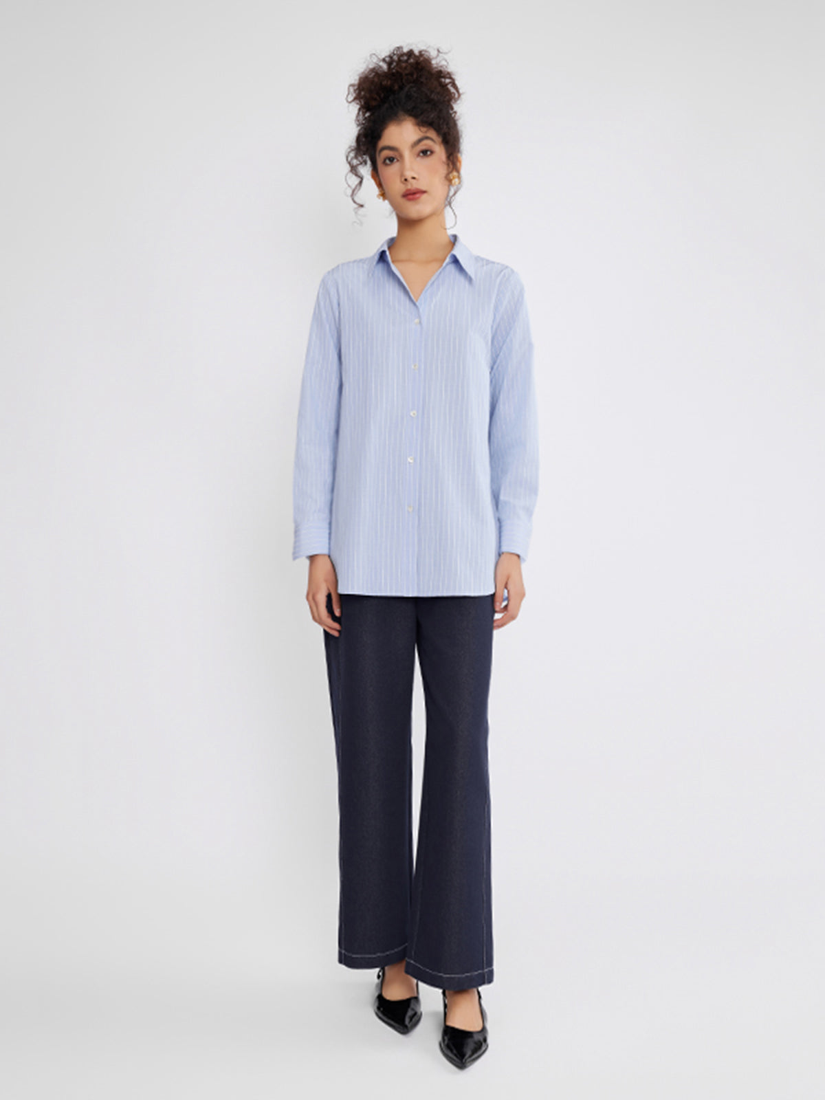 ASOBIO Relaxed Long-Sleeve Button-Up Shirt