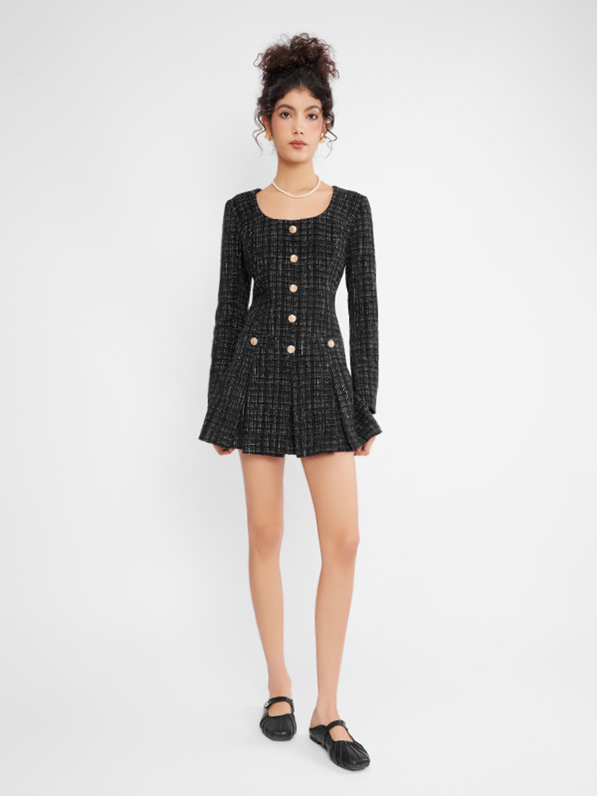 ASOBIO Tweed Mini Dress