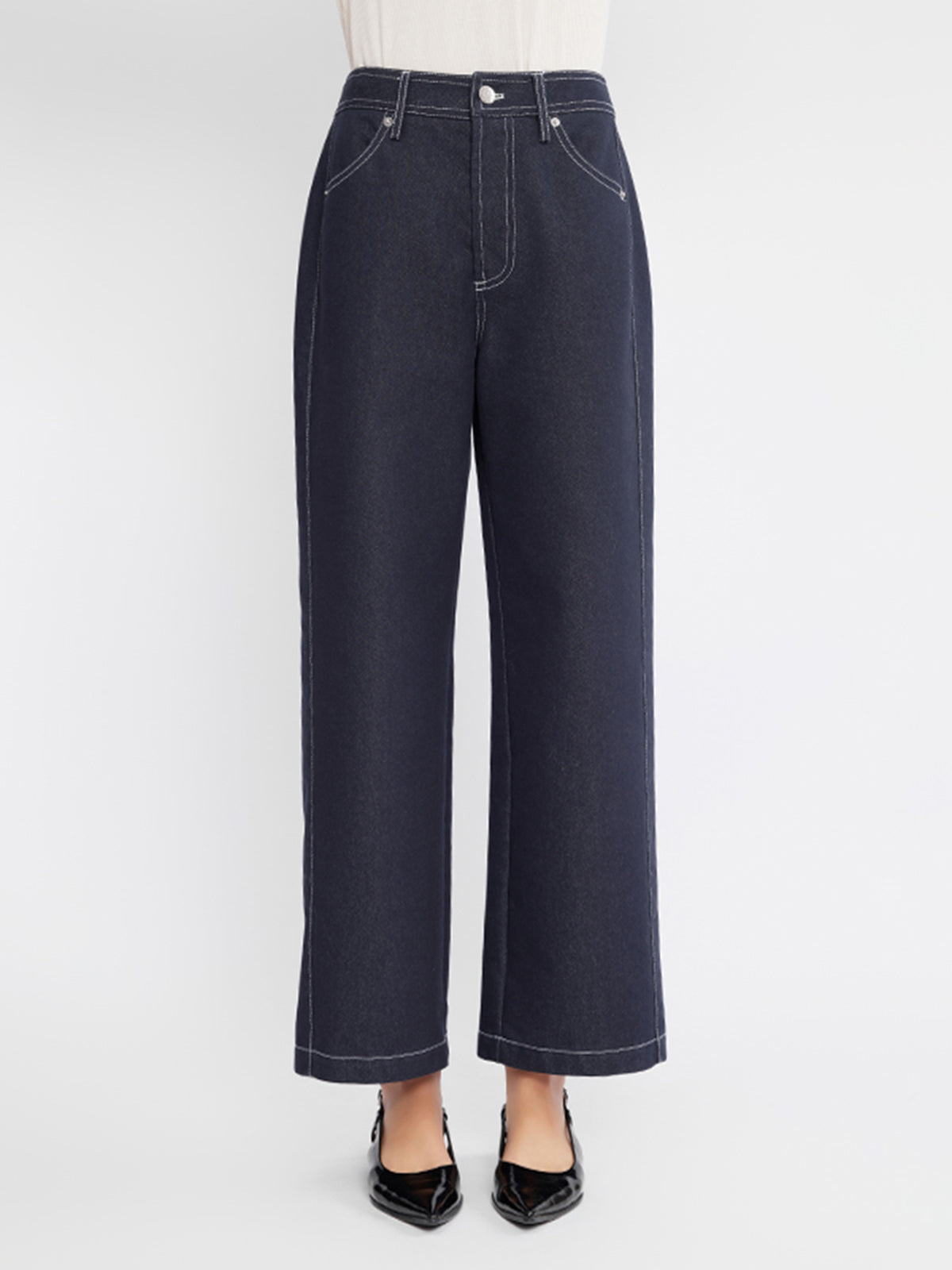 ASOBIO Mid-Rise Wide-Straight Jeans