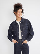 ASOBIO Crop Denim Trucker Jacket