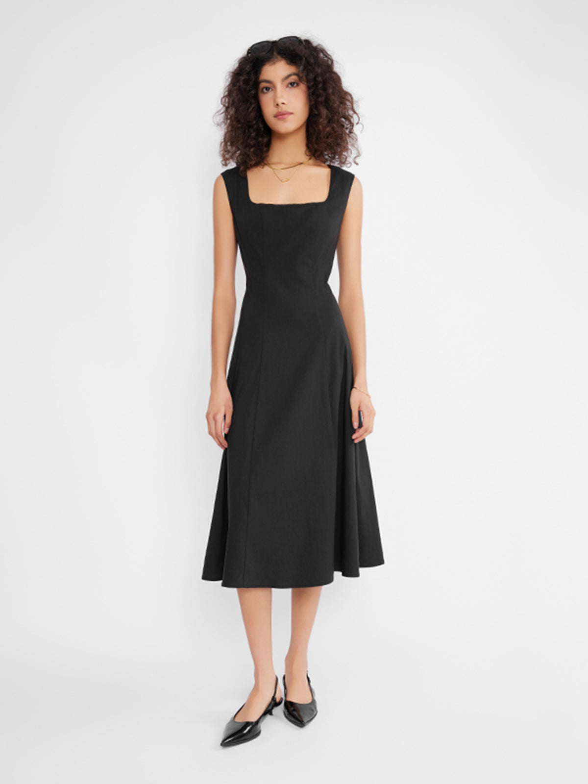 ASOBIO Cap Sleeve A-Line Midi Dress