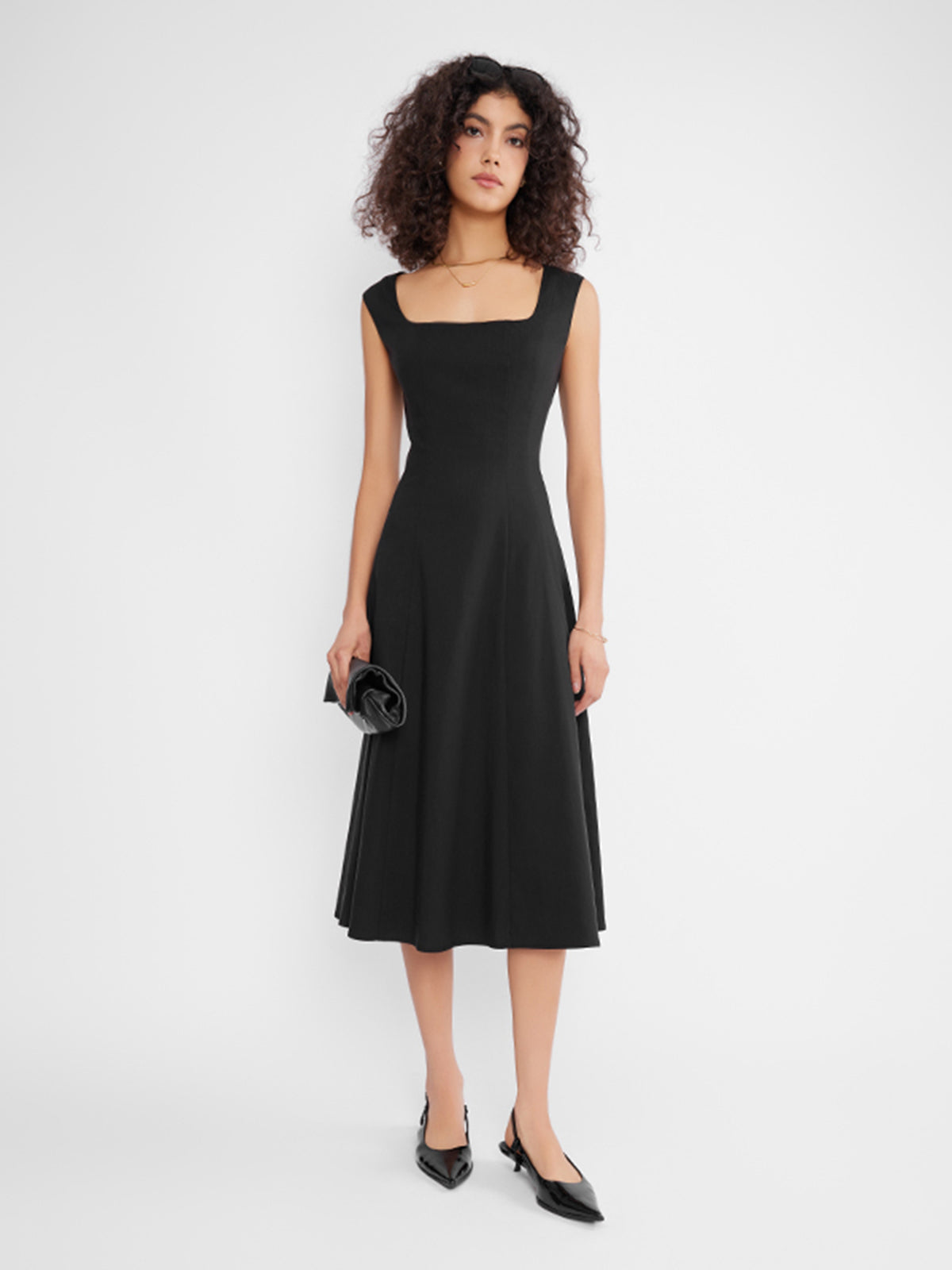 ASOBIO Cap Sleeve A-Line Midi Dress