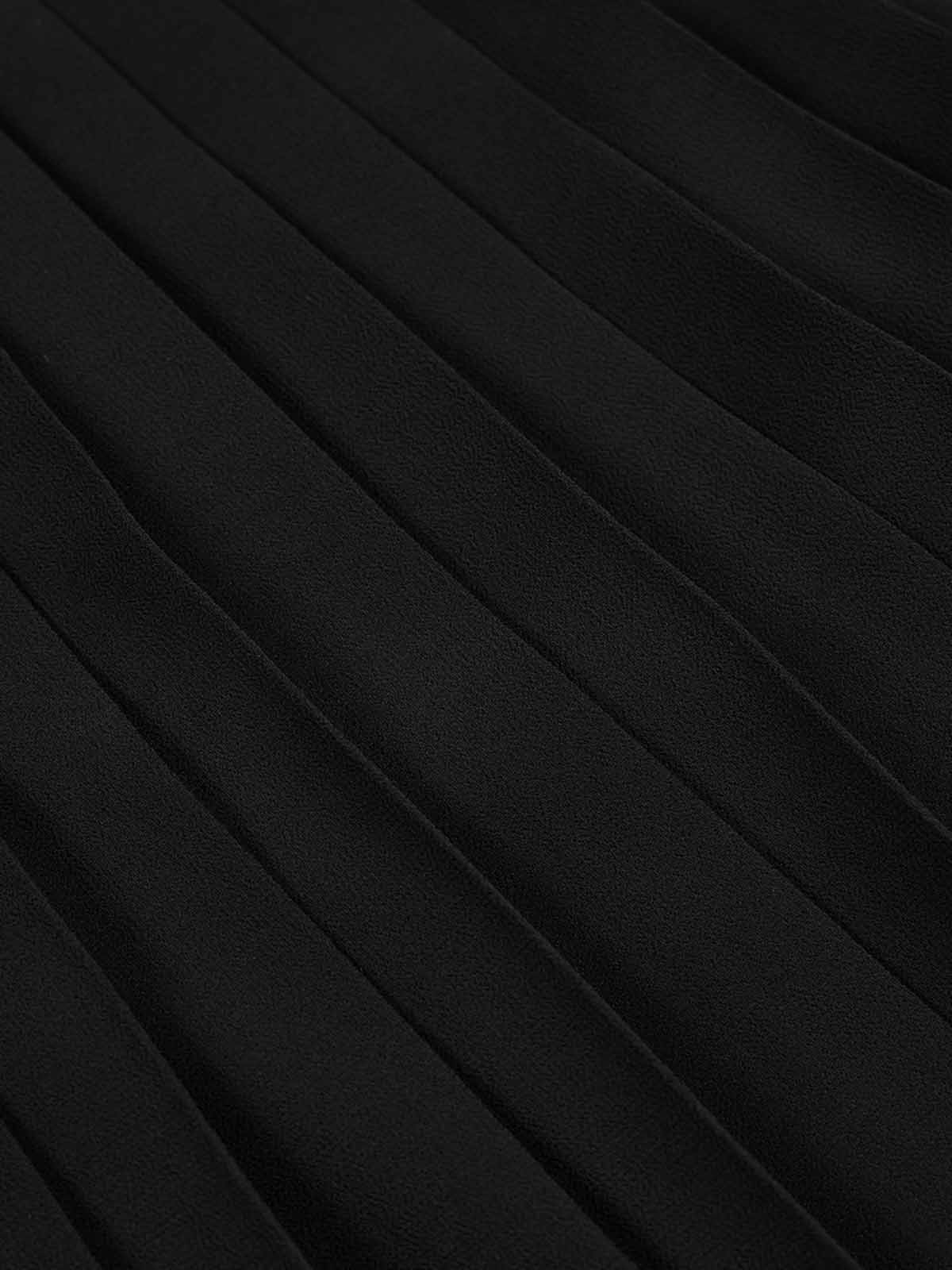 Pleated Chiffon Lace-Panel Blouse