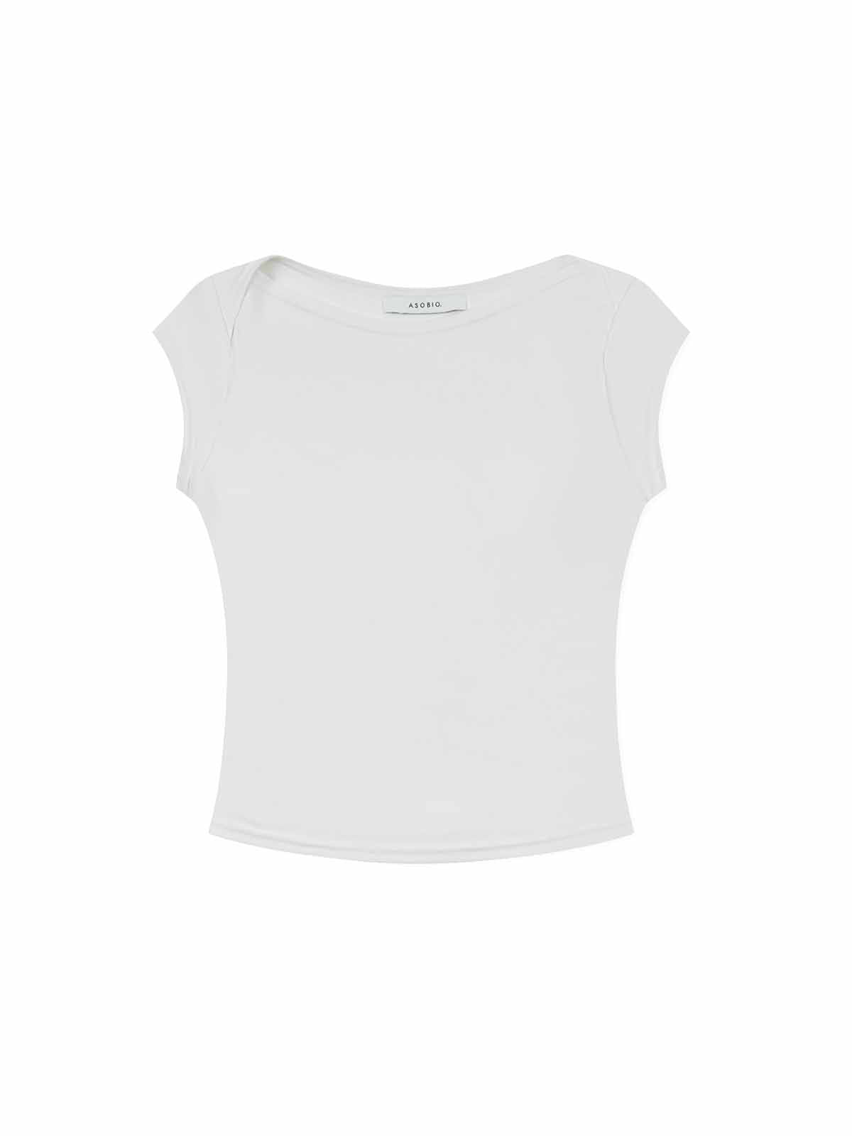 ASOBIO Slim-Fit Cap-Sleeve Boat Neck Top