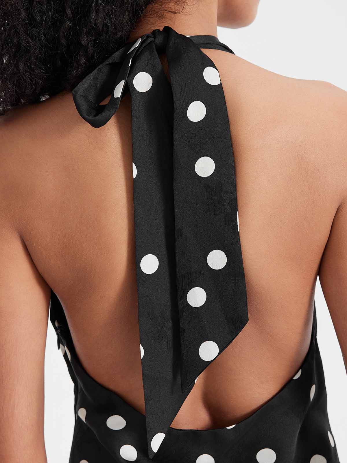 ASOBIO Halter V-Neck Draped Mini Dress