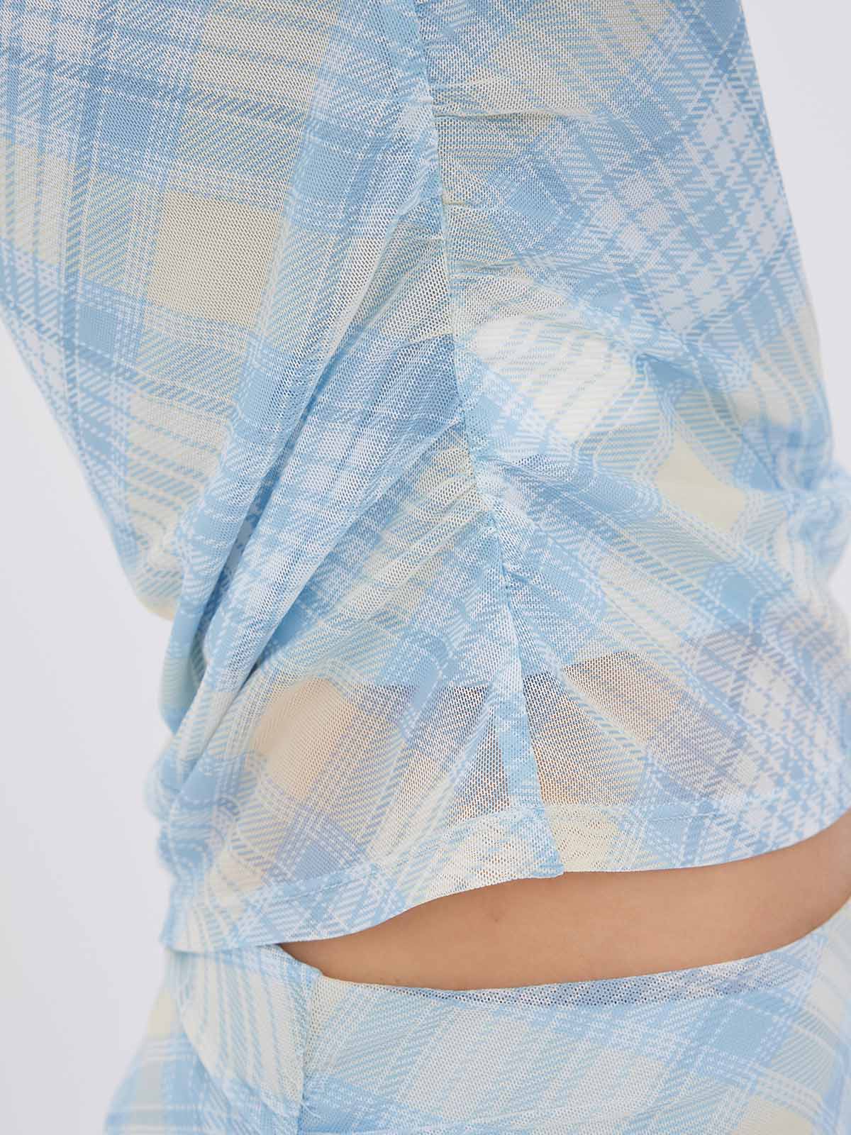 ASOBIO Mesh Ruched Top