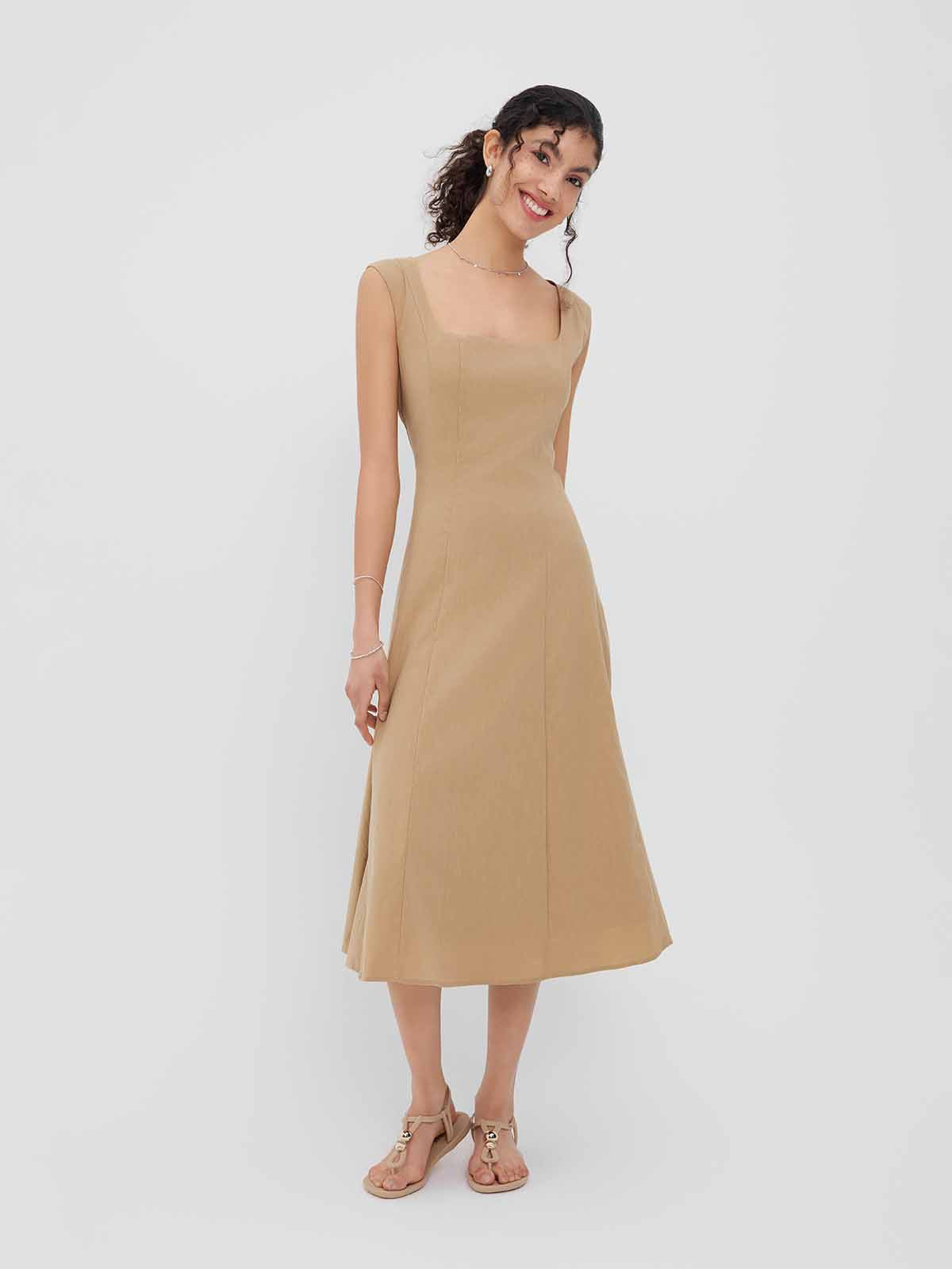 ASOBIO Cap Sleeve A-Line Midi Dress