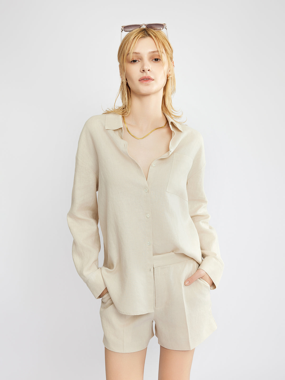 100% Linen Button-Up Shirt