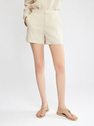 100% Linen Shorts With An Elastic Back Waist