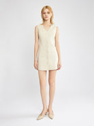 100% Linen Button-Up Linen Vest Mini Dress