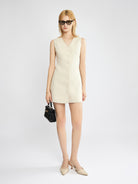 100% Linen Button-Up Linen Vest Mini Dress