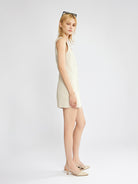 100% Linen Button-Up Linen Vest Mini Dress