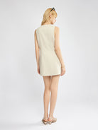 100% Linen Button-Up Linen Vest Mini Dress