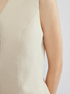 100% Linen Button-Up Linen Vest Mini Dress