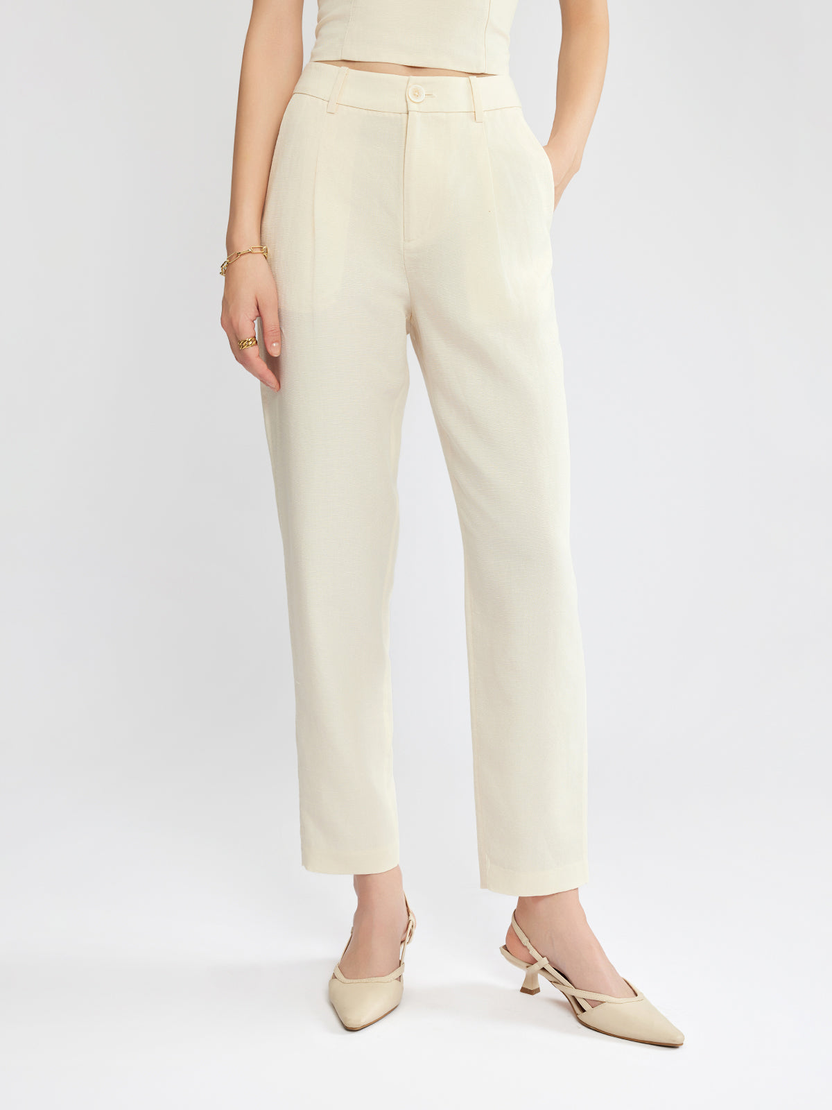 ASOBIO Linen Carrot Pant