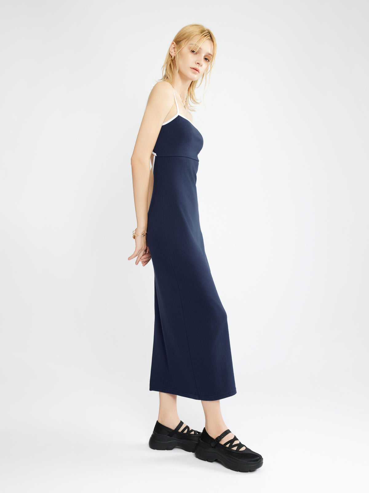 ASOBIO Cutout Linen Midi Dress