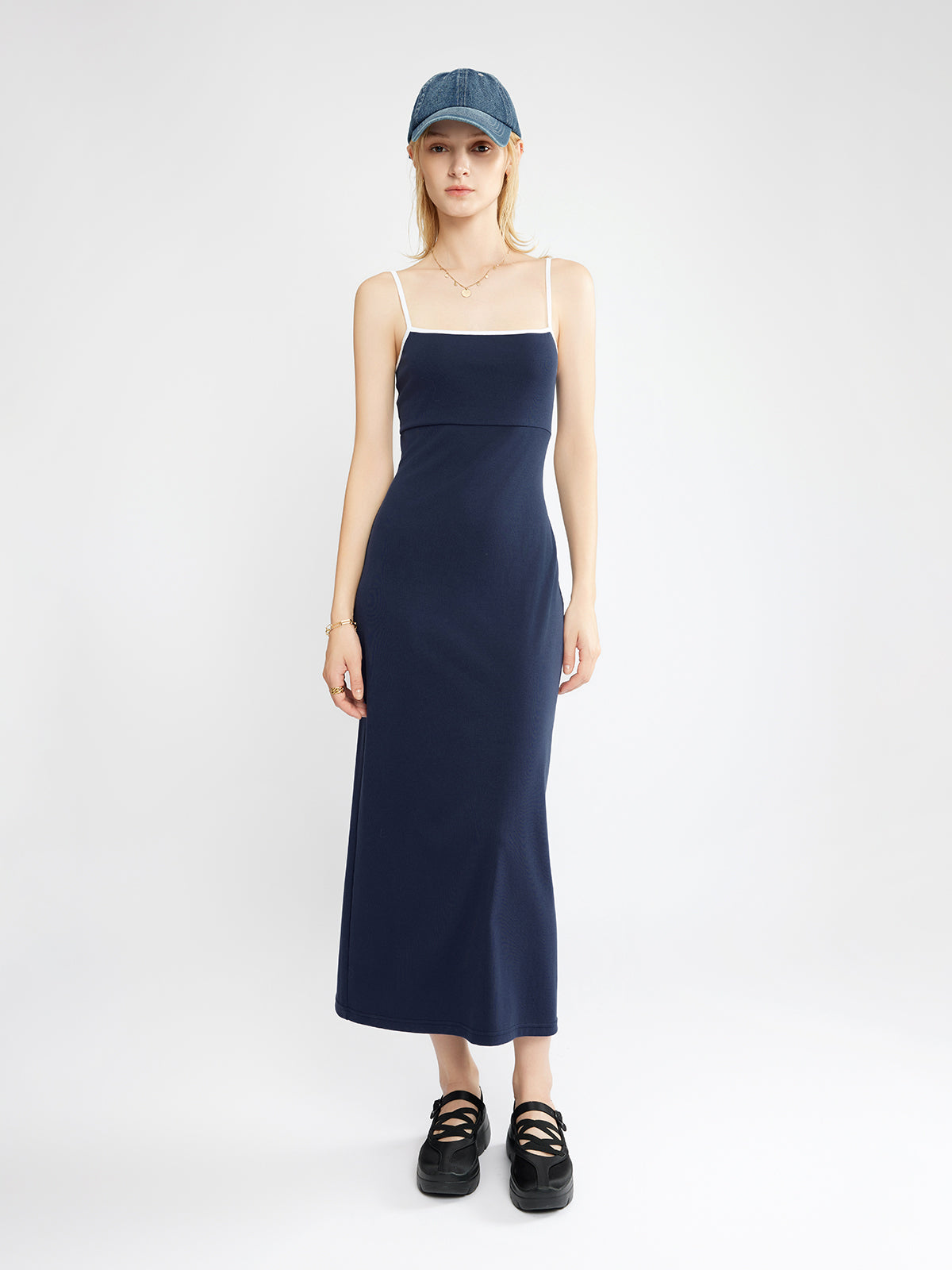 ASOBIO Cutout Linen Midi Dress