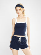 Contrast Wide Strap Knit Sports Cami