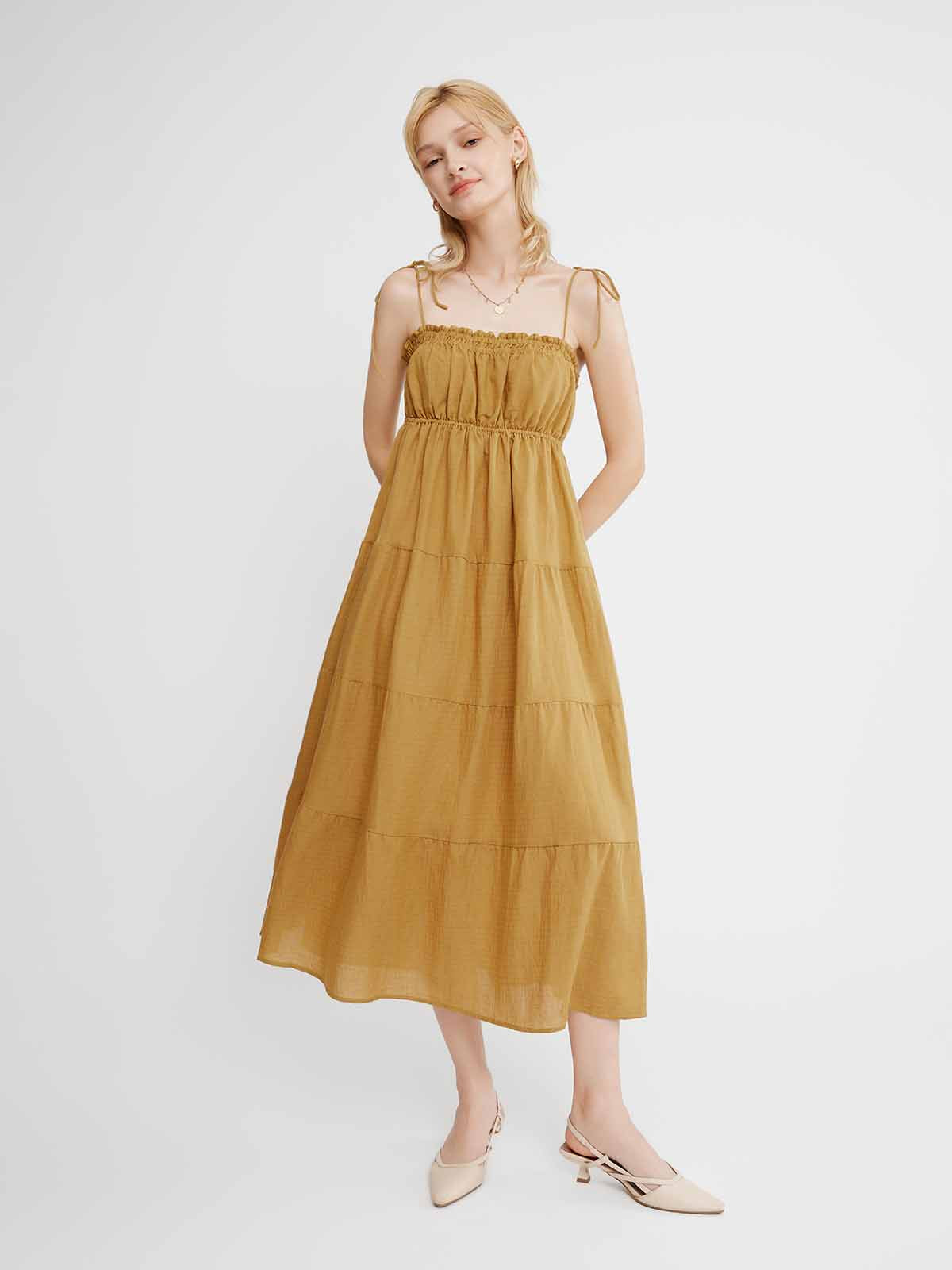 Linen Tiered Midi Dress