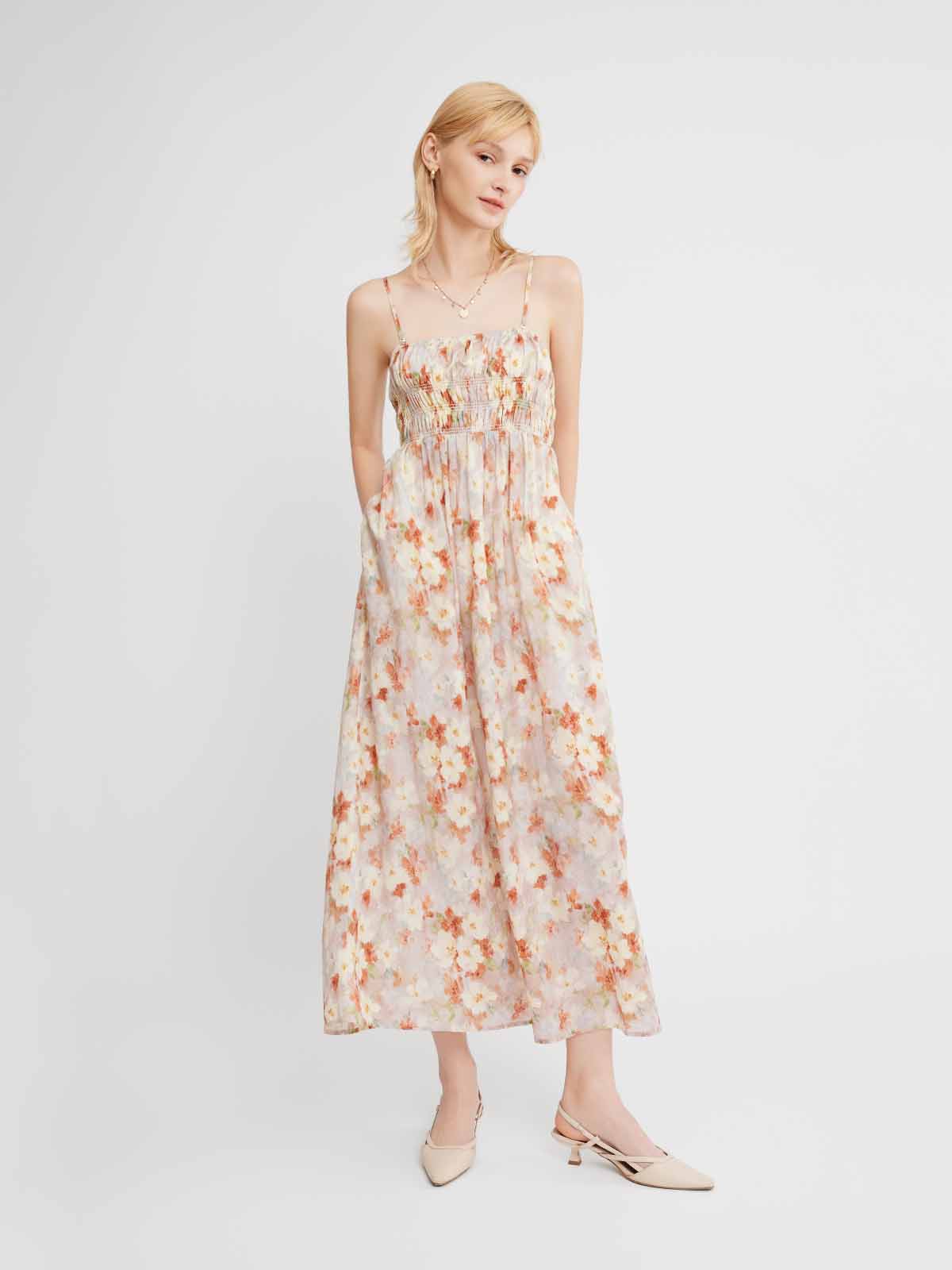 Smocked Maxi Dress with Removable Straps