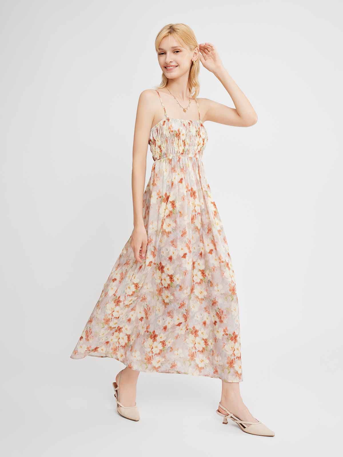 Smocked Maxi Dress with Removable Straps