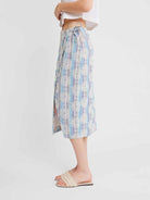 Striped Embroidered Wrap Skirt