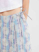 Striped Embroidered Wrap Skirt
