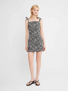 Embroidered Tie-Strap Mini Dress