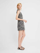 Embroidered Tie-Strap Mini Dress