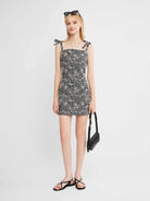 Embroidered Tie-Strap Mini Dress