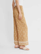 Embroidered Linen Wide-Leg Pants