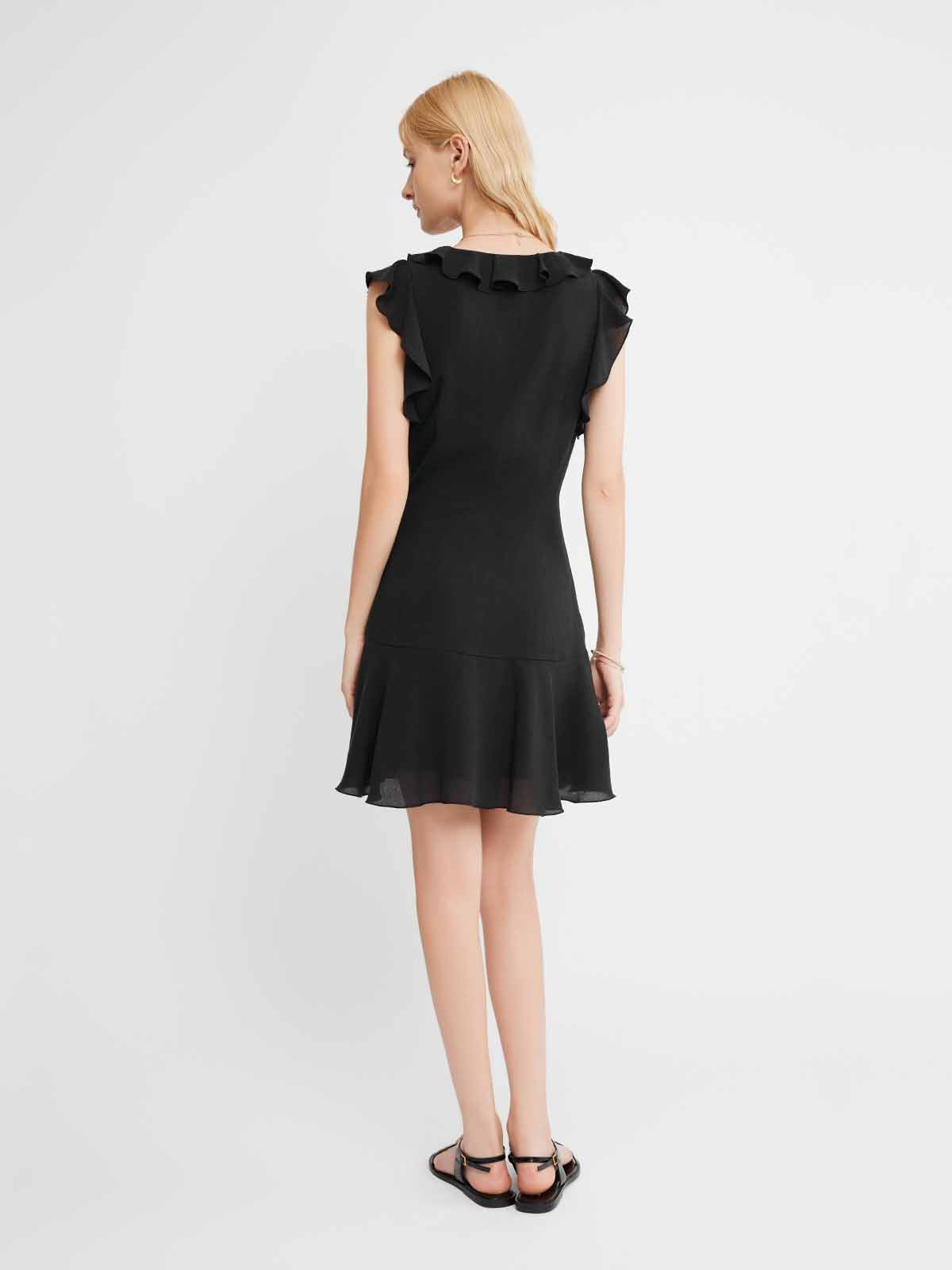ASOBIO Ruffled Tie-Front Fit-and-Flare Mini Dress