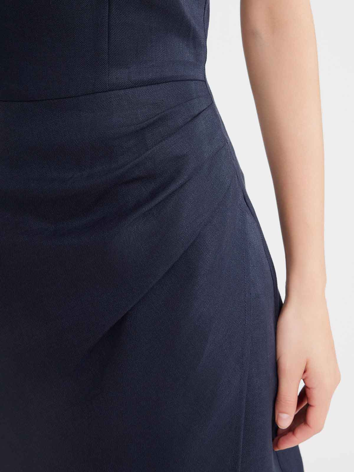 100% Linen Faux-Wrap Mini Dress