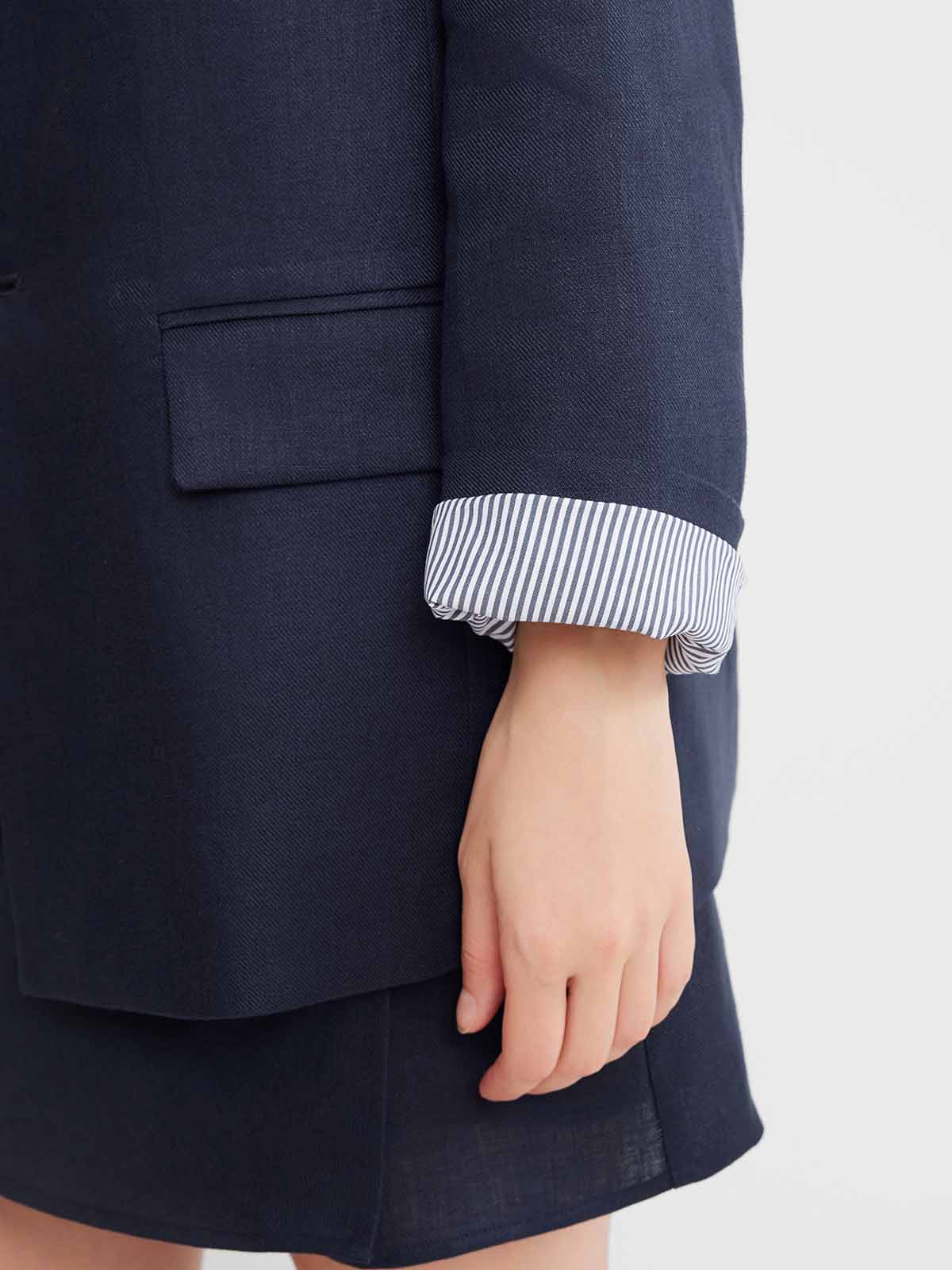 ASOBIO 100% Linen Blazer with Striped Lining