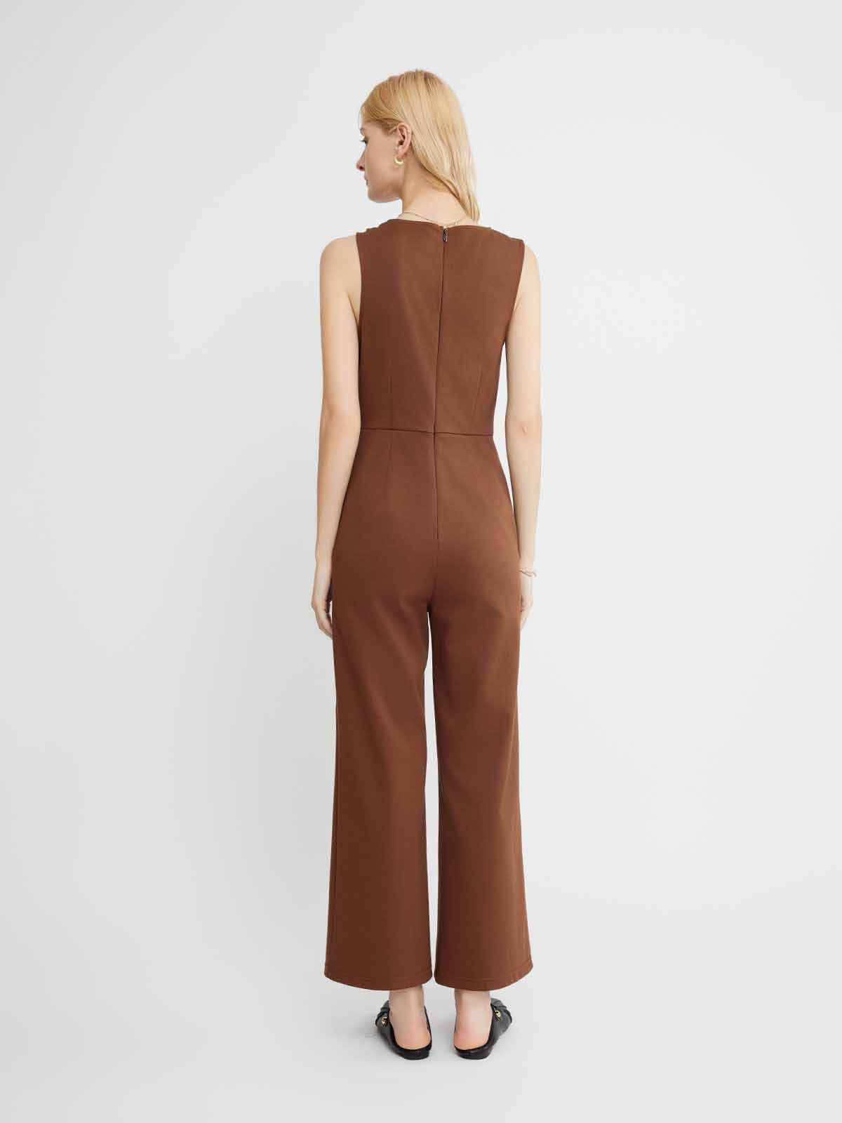 ASOBIO Sleeveless Knot-Neck Knit Jumpsuit