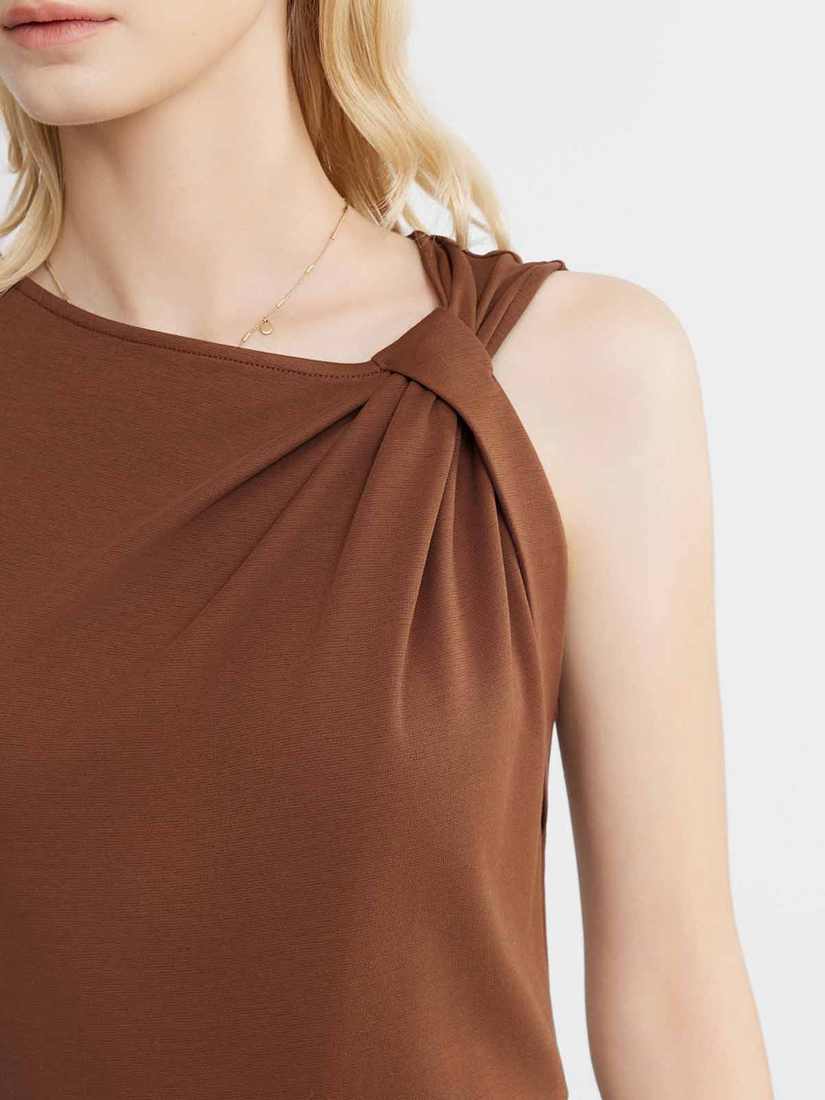 ASOBIO Sleeveless Knot-Neck Knit Jumpsuit