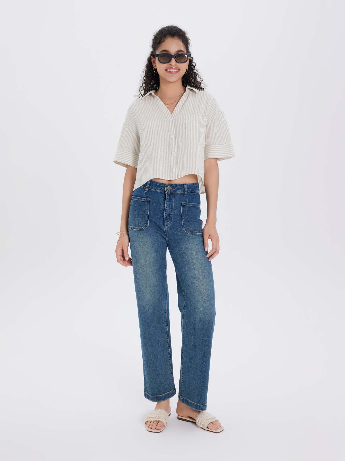 100% Linen Cropped Shirt
