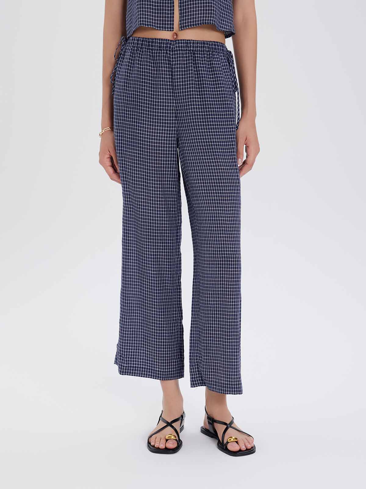 ASOBIO Linen Mid-Rise Wide-Leg Pants