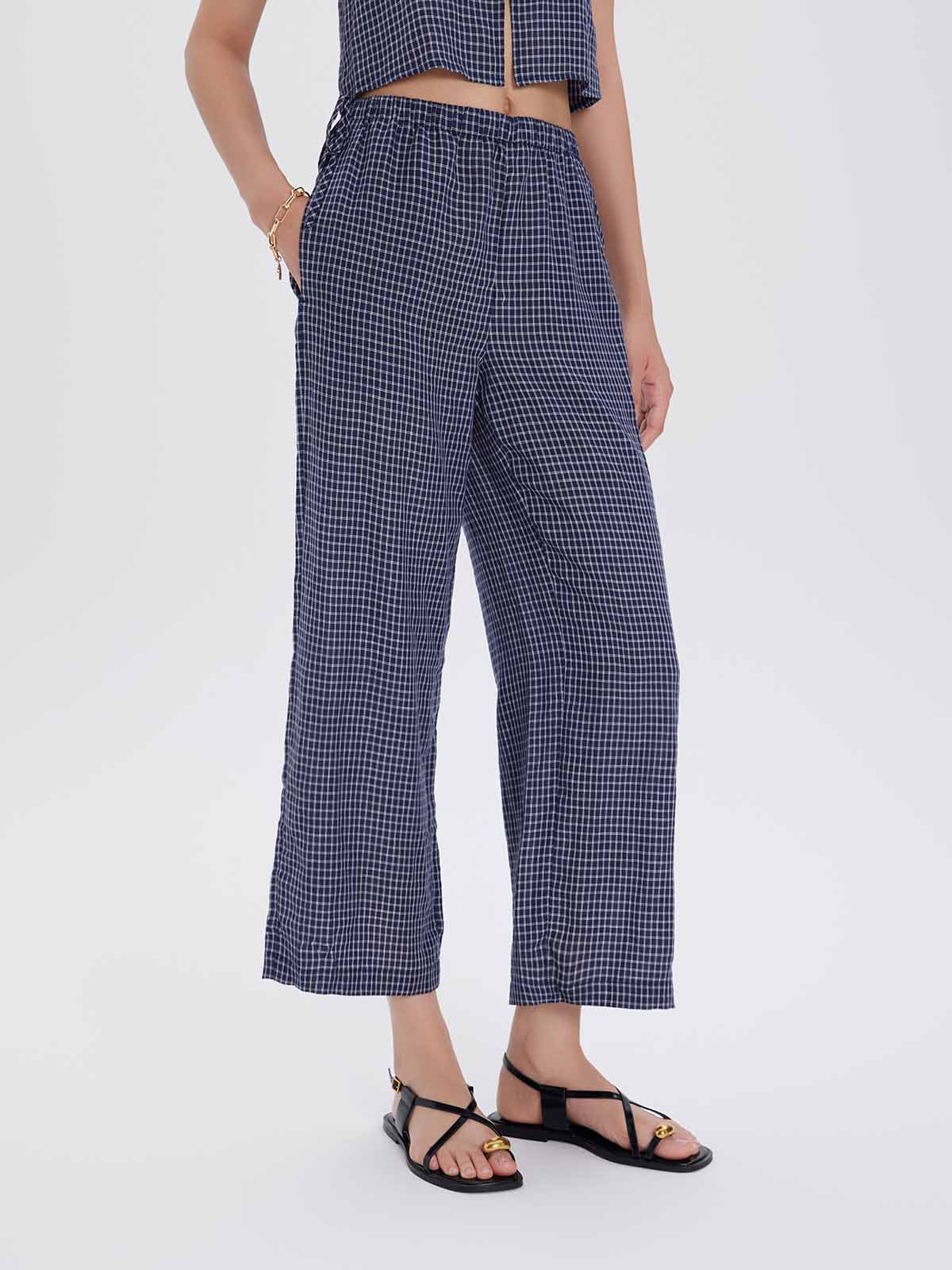 ASOBIO Linen Mid-Rise Wide-Leg Pants