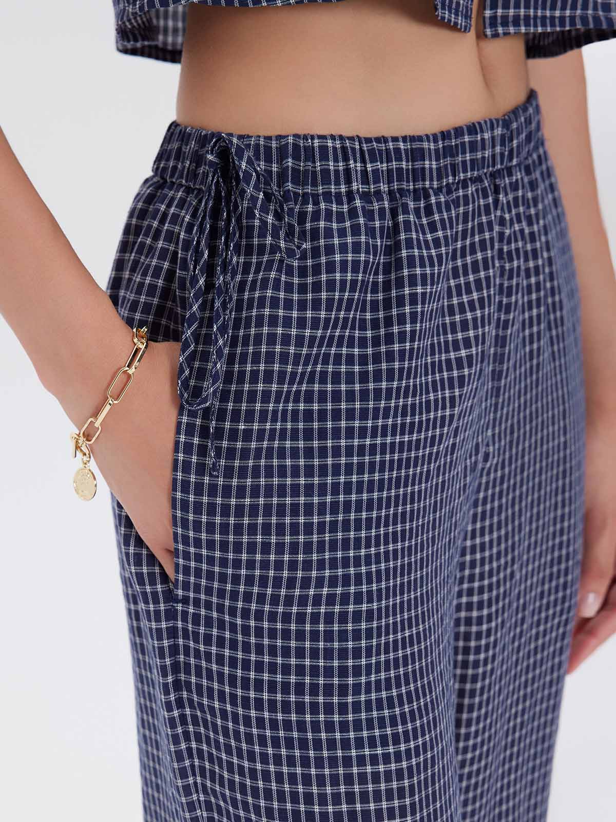 ASOBIO Linen Mid-Rise Wide-Leg Pants