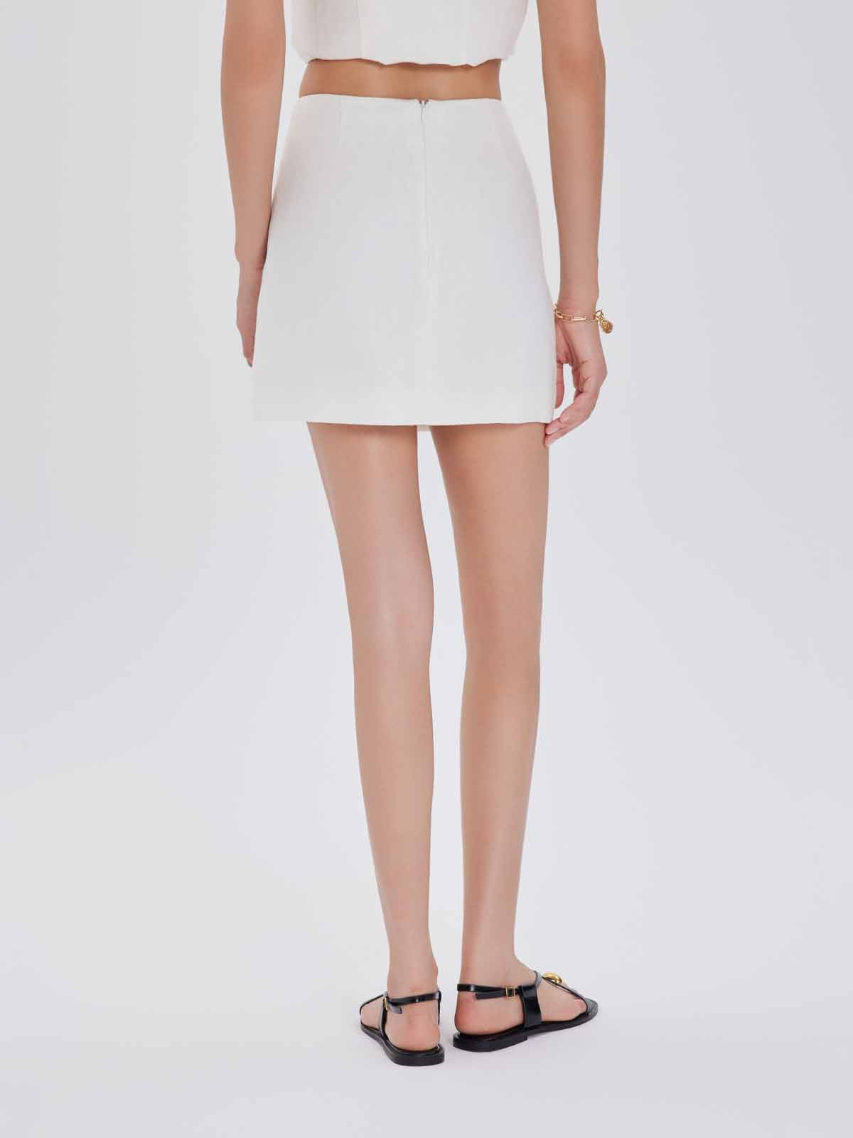 ASOBIO 100% Linen Mid-Rise Mini Skirt