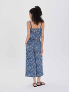 ASOBIO Embroidered Wide-Leg Cropped Pants