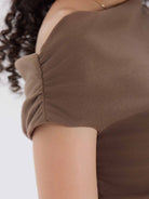 Ruched One-Shoulder Knit Top