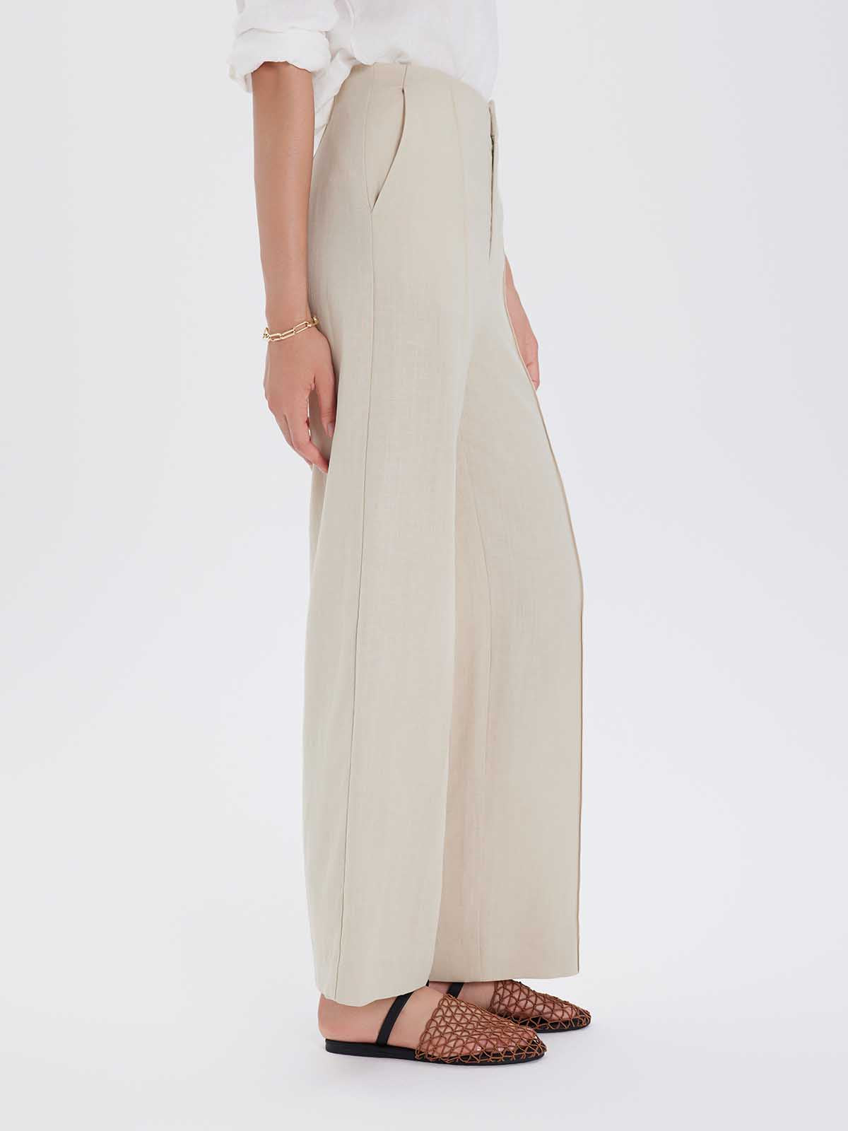 Beige wide-leg pants