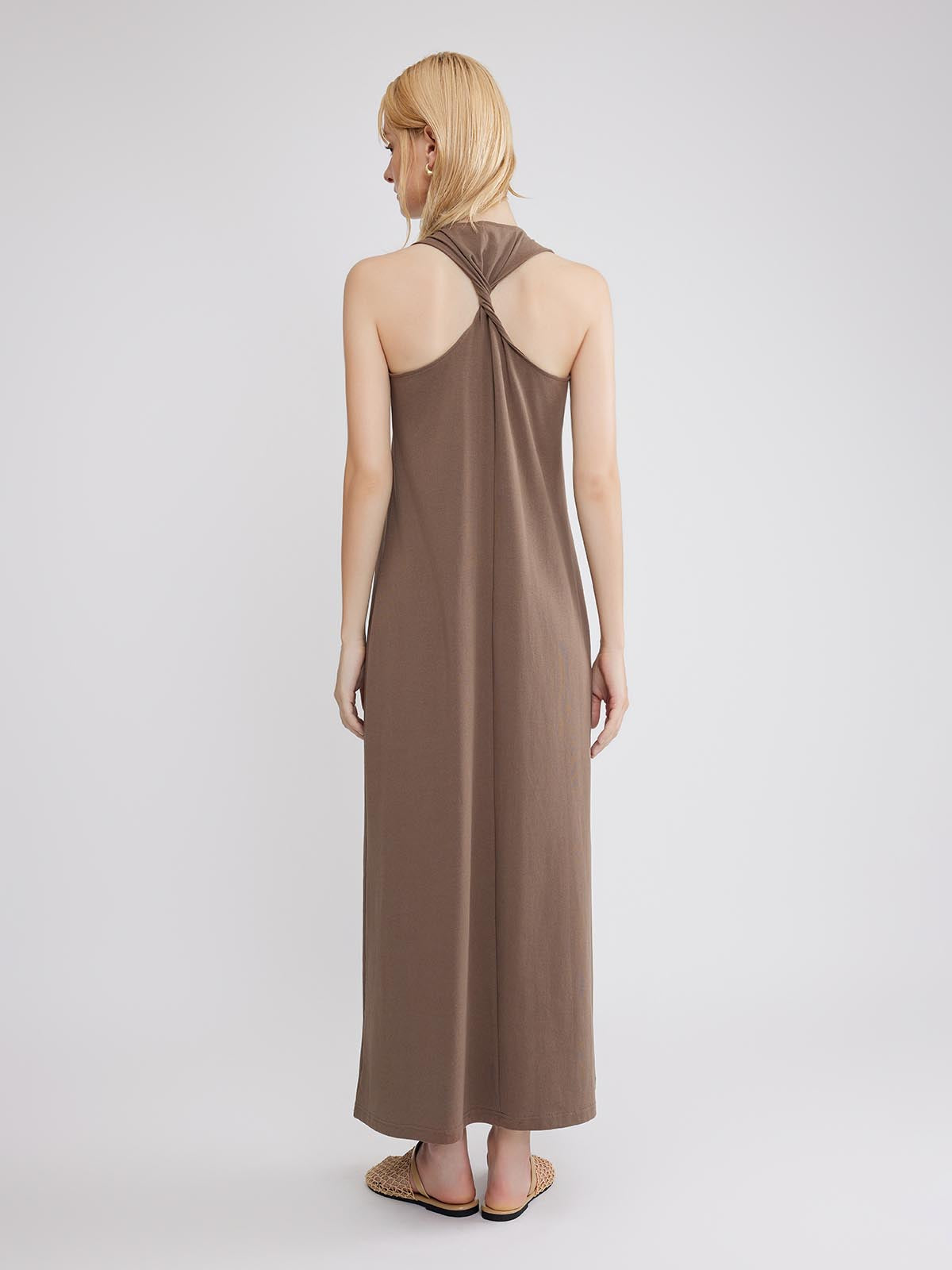 ASOBIO Twist-Back Knit Maxi Dress