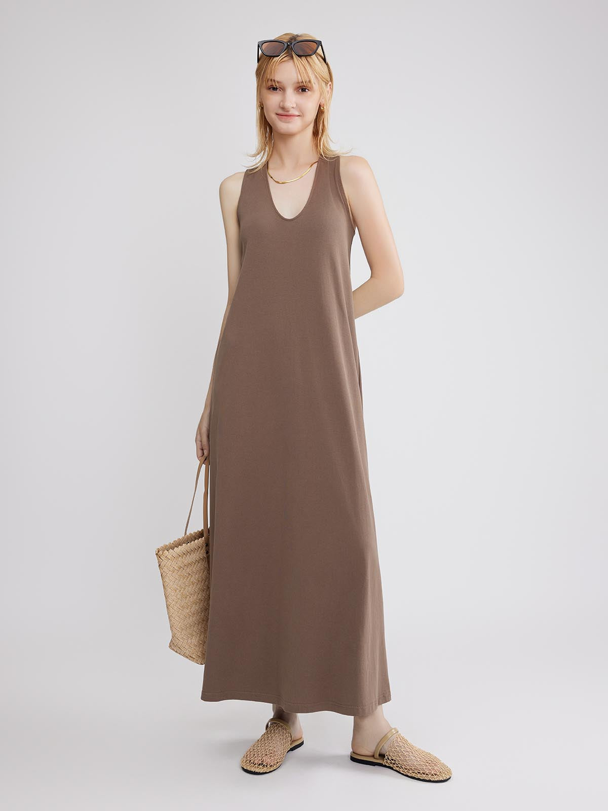 ASOBIO Twist-Back Knit Maxi Dress