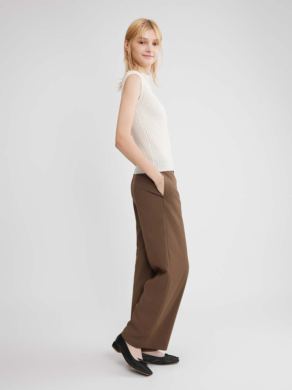 ASOBIO 100% Wool Textured Mockneck Top